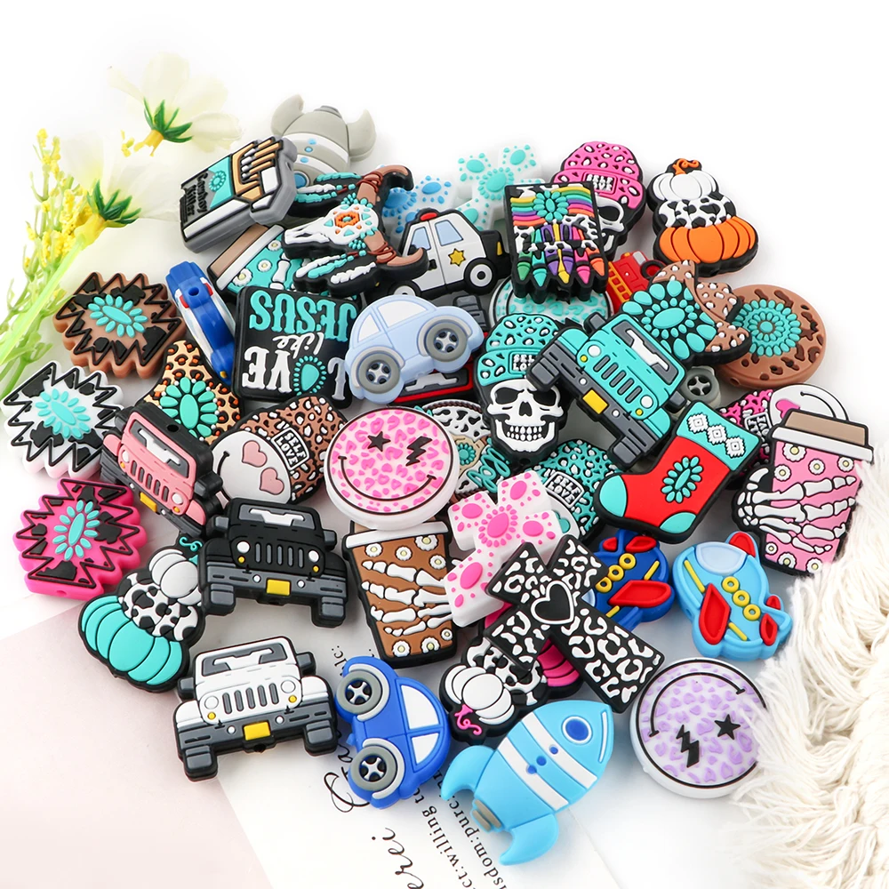 15pcs Mixed Style Silicone Focus Beads Cartoon Animal Silicone Beads DIY Jewelry Accessories For Beaded Pen Keychains Making