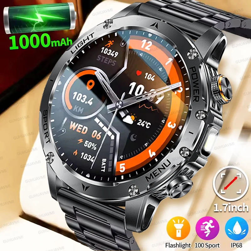 

2025 T-Rex 3 Спорт на открытом воздухе Новые военные GPS SmartWatch Мужские 1000 мАч Батарея Светодиодный фонарик 3ATM Водонепроницаемые Bluetooth Часы для вызова