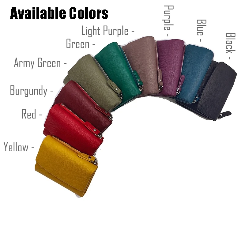 New Soft Genuine Cow Leather Short Wallet For Women Multifunctional Ladies Tri-fold Hasp Purse Cowhide Solid Color Card Holders