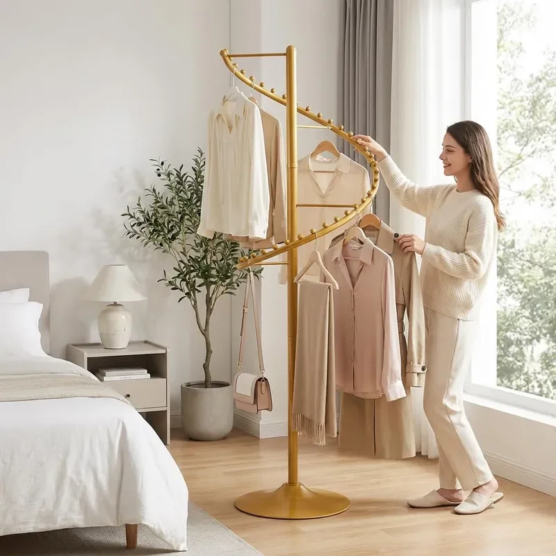 Spiral Rotating Clothing Rack 5.91ft H 38-Ball Heavy Duty Garment Rack Space Saving Standing Metal Sturdy Freestanding Hanger