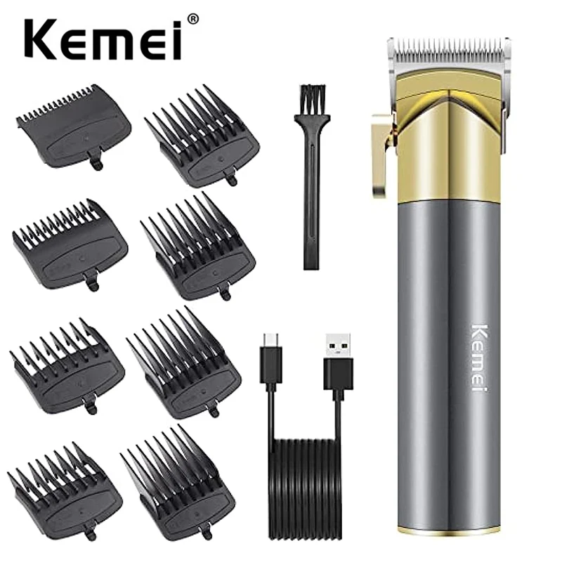 

Электрический беспроводной триммер Kemei Simple Design для стрижки волос с LED-дисплеем, профессиональный набор для мужчин, подарок