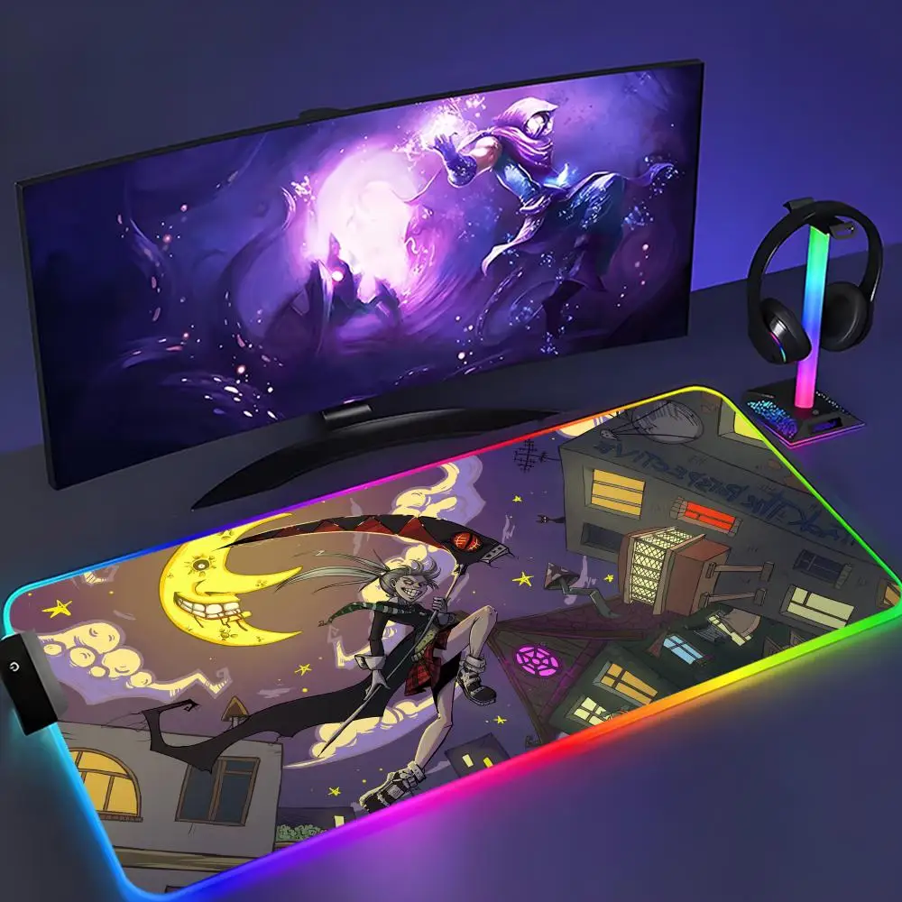

Коврик для мыши Soul Eater XXL RGB коврик для мыши Kawaii игровые аксессуары компьютерная клавиатура большой светодиодный настольный коврик с подсветкой коврик для мыши