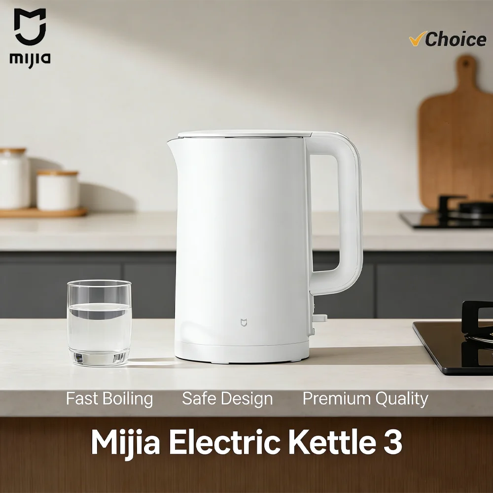 

НОВЫЙ Электрический чайник MIJIA 3, двухслойный корпус, внутренняя часть из нержавеющей стали 316L, 1,7 л, быстрое нагревание 1800 Вт, версия для КНР с адаптером 220 В