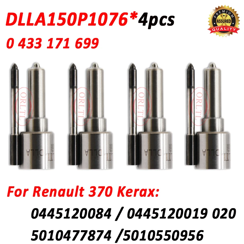 

4 шт. форсунки DLLA150P1076 0433171699, новые дизельные топливные форсунки DLLA 150 P 1076 для Renault 370 0445120084 0445120019 5010477874