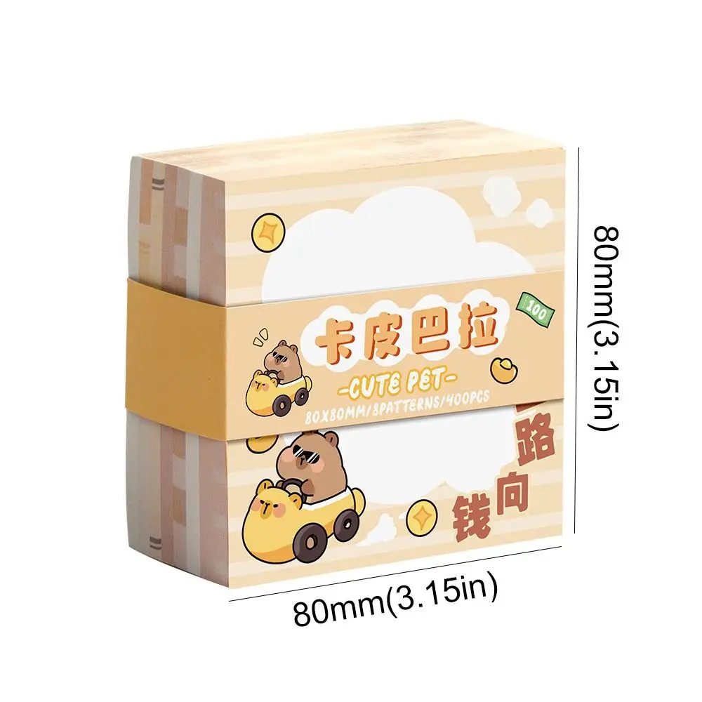 400 Sheets Message Paper Cute Capybara Note Paper Non Sticky Kawaii Memo Reminder Paper Square Cartoon Memo Notepad Student