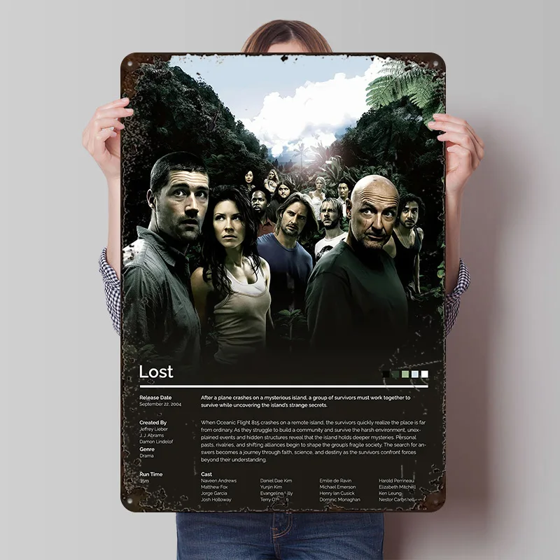 Lost TV-Show Metallposter Individualisierte Wandkunst Retro Vintage Metallschilder für Garagendekoration Zimmer Kaffee Bar Zubehör