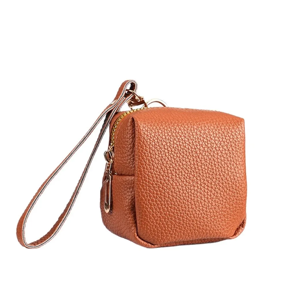 Bolso de cuero suave para llaves de coche, monedero pequeño multifuncional elegante, organizador de lápiz labial, llavero de lujo Unisex