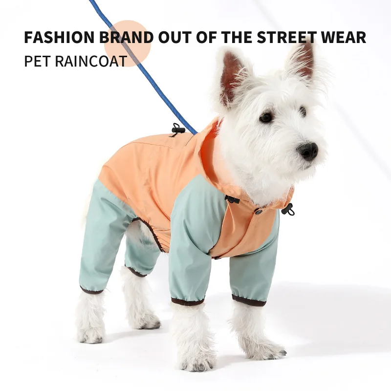 The New Four-legged Raincoat Can Lead The Dog Waterproof Large, Medium and Small Dogs Pet Rainy Weather Out Dog Raincoat