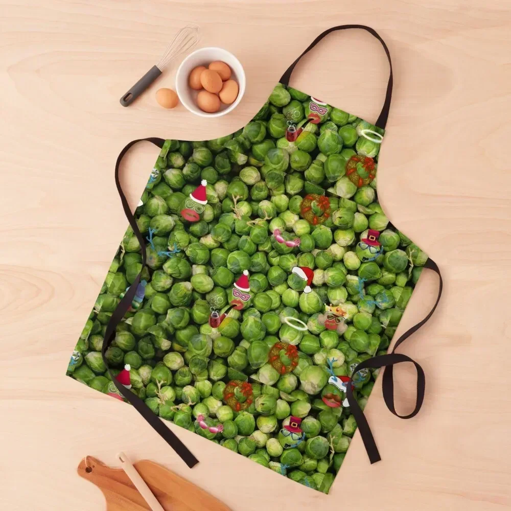 

Brussel Sprouts( Merry Christmas) Apron carpenter Kitchen Special Accessories for women halloween Chef Uniform Woman Apron