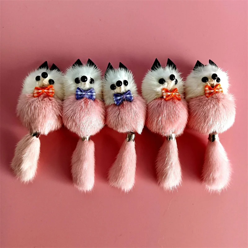 2024 New Creative Personality Mink Hair Fox Key Ring Fashion Bag Pendant Simple Cute Plush Cartoon Fox Charm