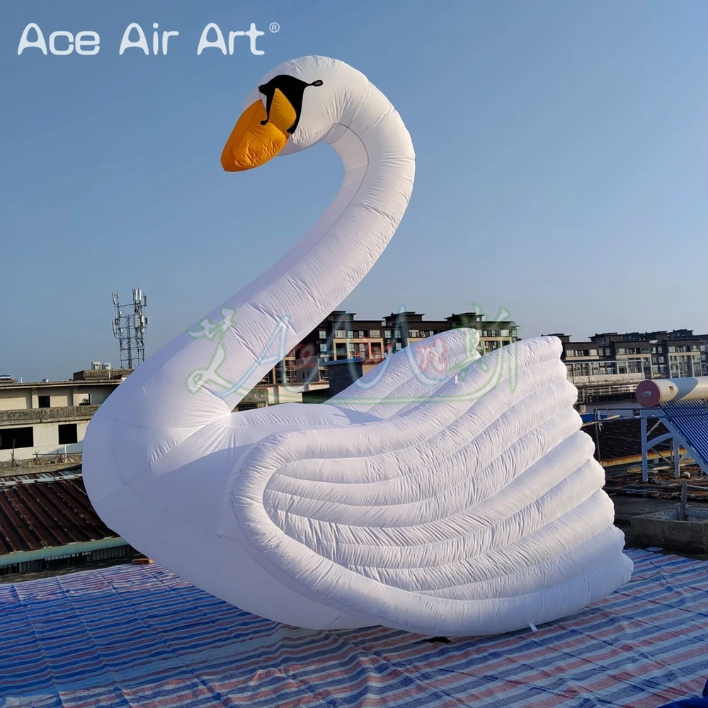 Giant Inflatable White Swan for Event Decoration, Beautiful Advertising, 4ml