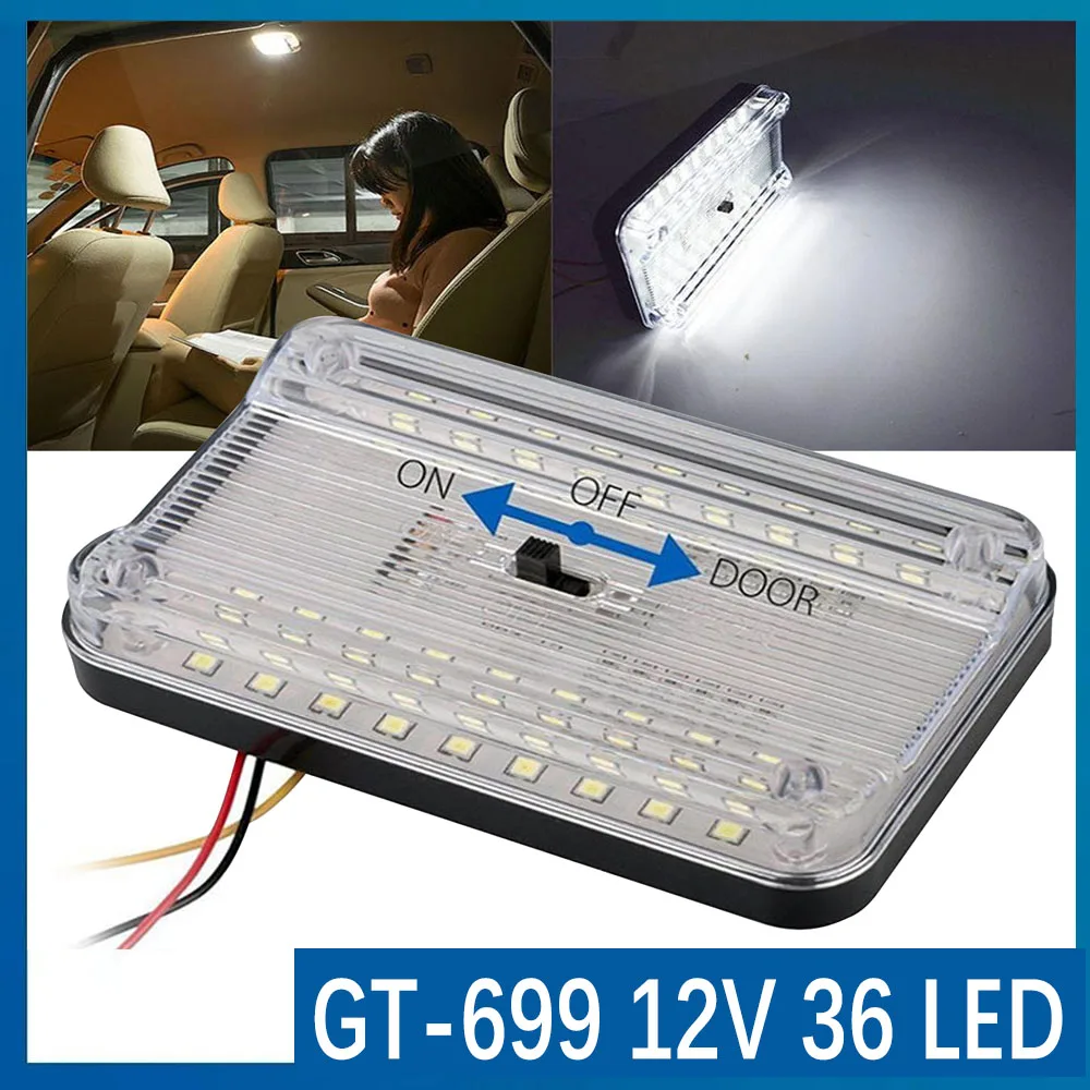 Car Interior Roof Lights White Rectangular Car Doom Light Roof Ceiling Lamp Bulb  12V 36 LED Bulbs Auto Interior Light