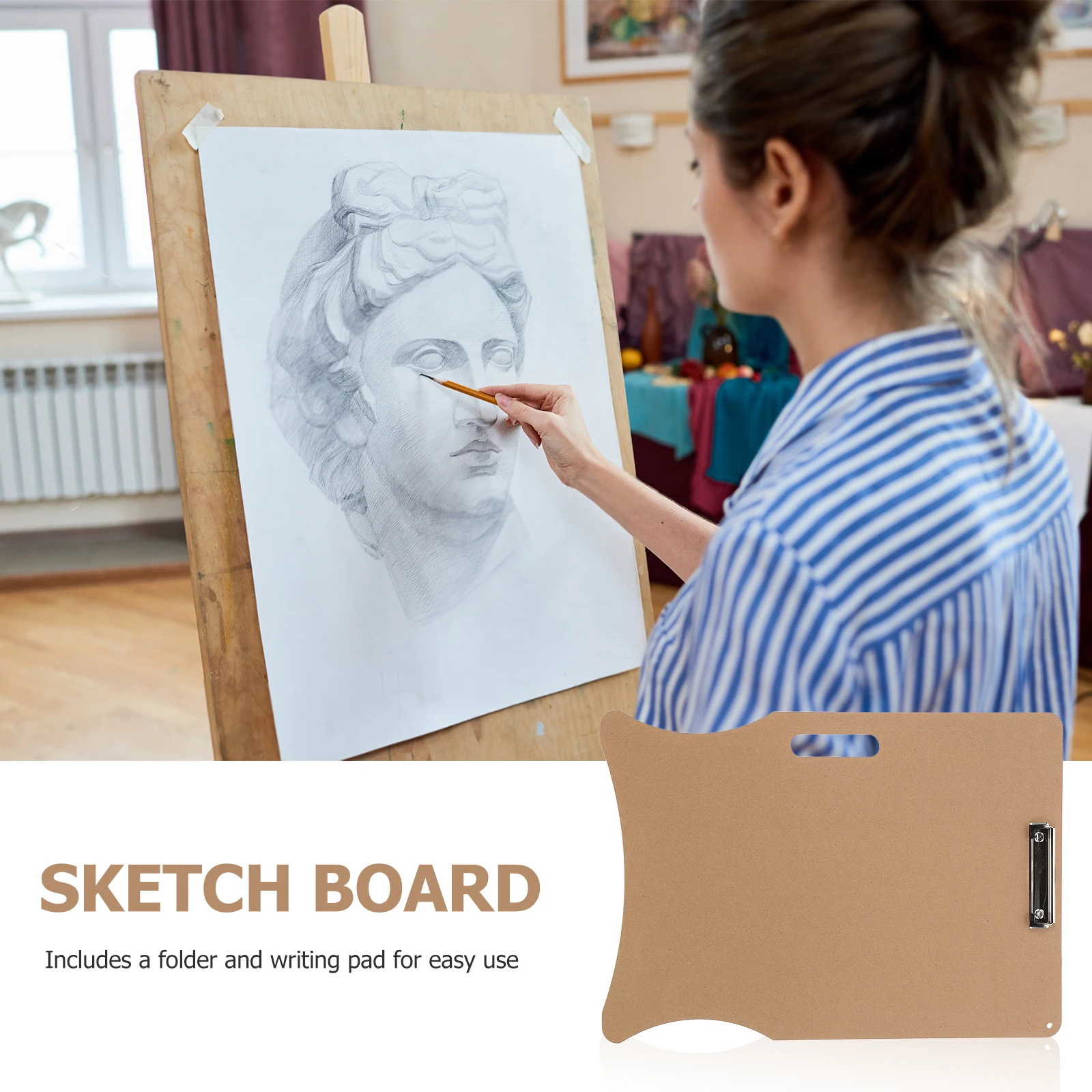 

Lightweight Handheld Sketch Wood Grain Design For Artists Portable Drawing Board With Clip Outdoor Painting Tool Art Board