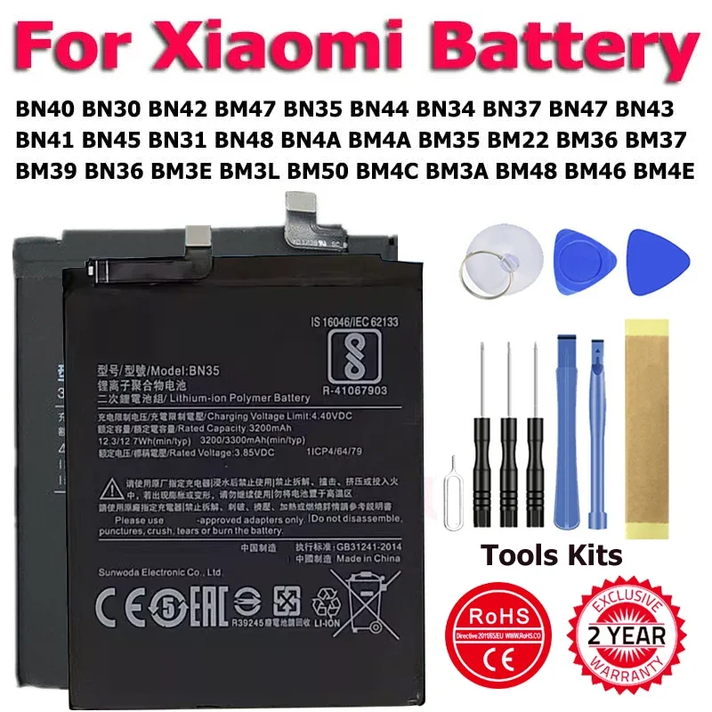 

Battery For Xiaomi Redmi Hongmi Note Mi Max 2 A2 3 3S 4 4A 4C 4X Mix 5 5A 5X 5S 6 6X 7 8 9 Lite Plus Pro In Stock