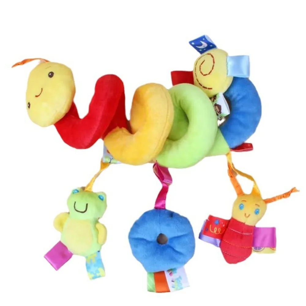 

Cartoon Animal Baby Car Seat Toys Stretchable Multicolored Baby Bed Stroller Bell Toys Plush with Colorful Labe Bed Wrapped Toys