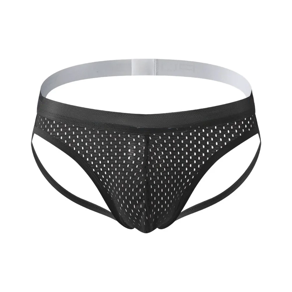 Men's Thong Hollow Out Pouch Underwear Jockstrap Elastic Belt Panties Backless Patchwork Thin Belt Thong Briefs T-back