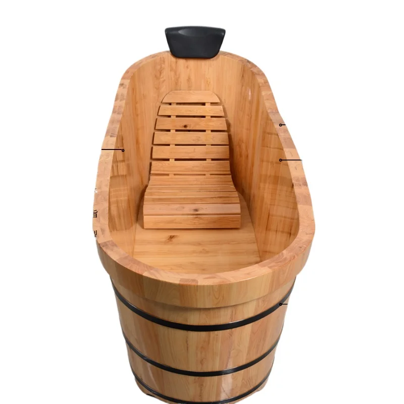 Cedar Bath Wooden Bucket Adult Body Bath Barrel Household Bath Bucket Sweat Steaming Wooden Bucket Thickened Solid Wood Bathtub