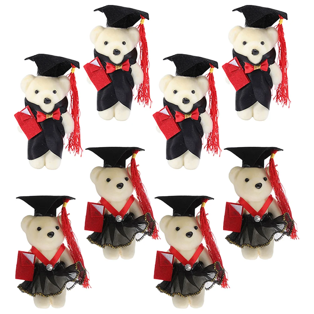 8 Pcs Graduation Season Dr Bear Fairy Decoration Souvenir Wedding Handle Miniature Flag Stands Decors Toy
