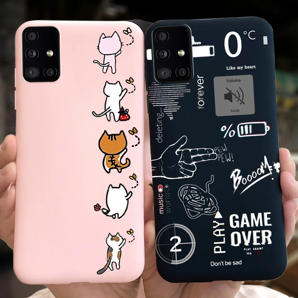 Cute Cartoon Phone Case For Samsung Galaxy M51 M31 Candy Color Soft Silicone Back Cover For Samsung M51 SM-M515F M31 Prime M315F