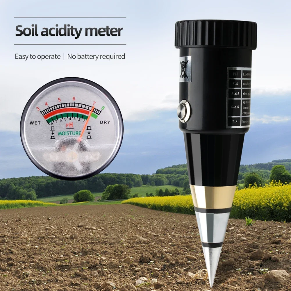 2-in-1 Tragbarer Boden-pH-Tester, Säure- und Feuchtigkeitsmesser, Gartenboden-Analysegerät für Gewächshaus, Topfpflanzen, Anbau und Kultivierung
