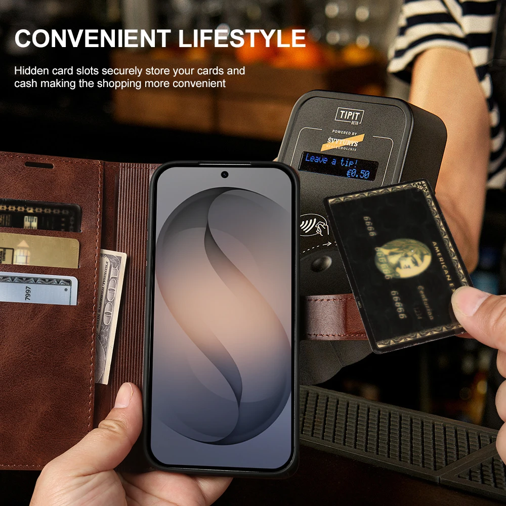 Premium Calf Leather Flip Case for Samsung Galaxy S26 Ultra Plus S25 FE S24 S23 S22 S21 Ultra Phone Cases Cover Wallet Bag Coque - view 5