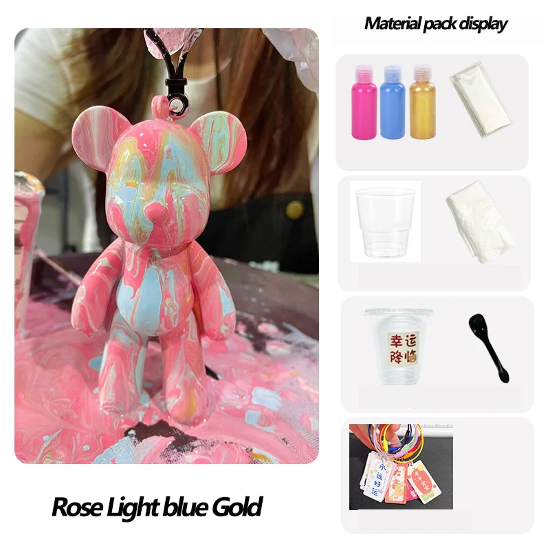 New DIY Bear White Blank Creative Hand Painted Plastic Toy Keychain Painted Graffiti Gift for Men and Women