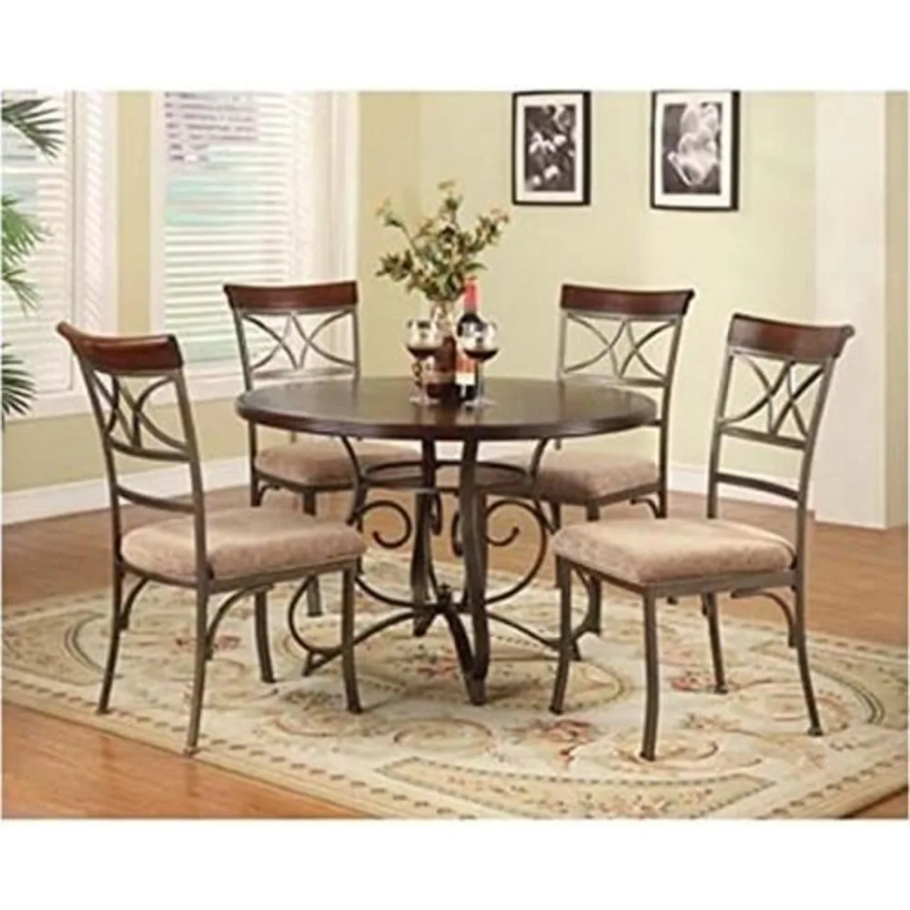 5-Piece Kitchen Dining Set,for Dining Room, Kitchen, Dinette with Round Dinings Table, 4 Dining Chair Seat