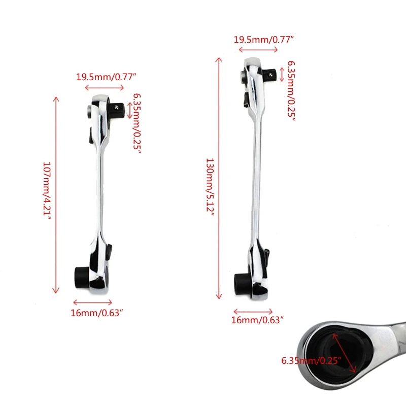 Cờ lê nhả nhanh 1/4 inch thực tế Cờ lê kép cho đầu Cờ lê bánh cóc với chuyển động 5 ° Cờ lê 72 răng cho ô tô Dropship