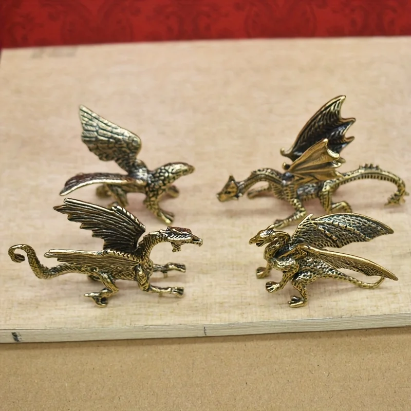 4 Pieces of Brass Ornaments, Exquisite Brass Ornaments, Desk Office Desk Ornaments, Beautiful Statue Ornaments