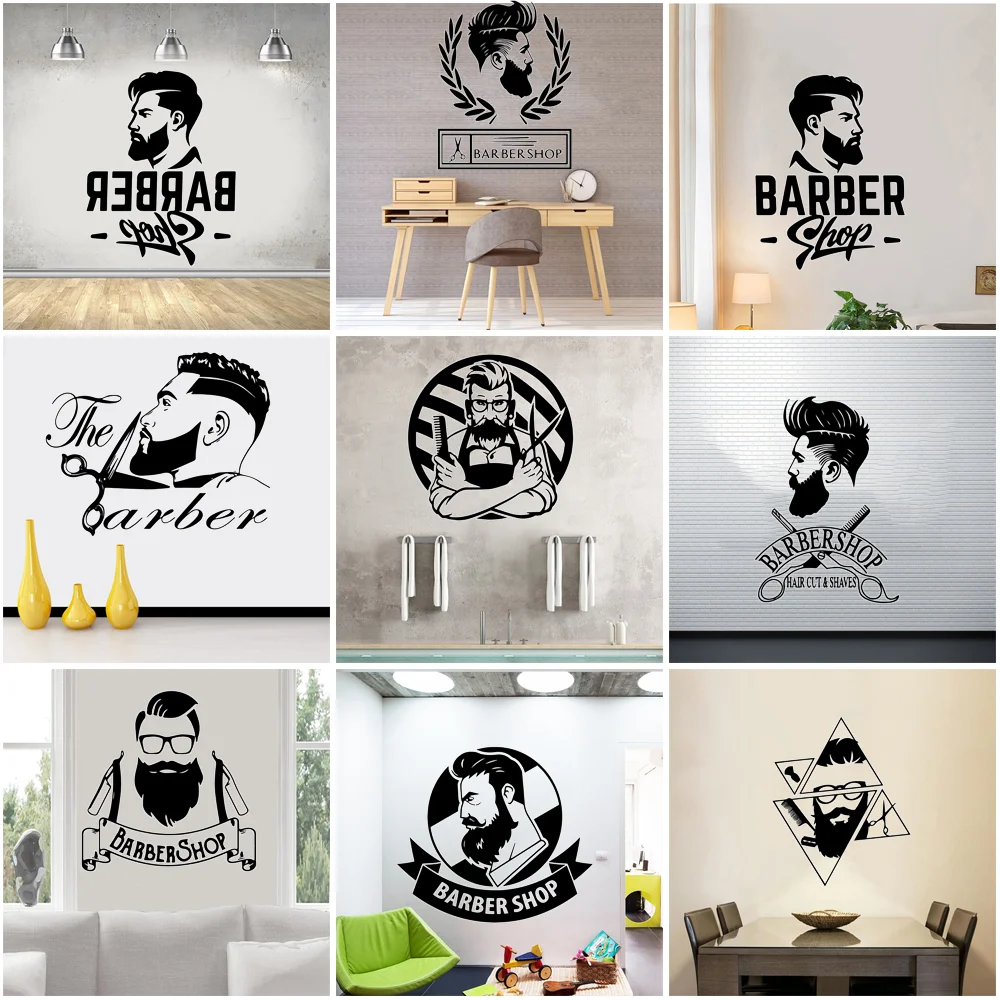 

Creative Barber Art Vinyl Wall Sticker For Barber Shop Hairstyle Decotation Wall Decals Wallpaper Stickers Murals Wall Decor