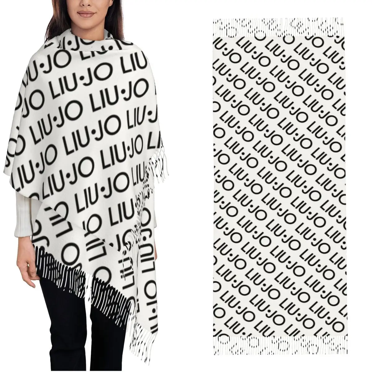 Luxury Liu Jo Scarf for Women Warm Winter Cashmere Shawls and Wrap Large Shawl Scarf for Evening Dress