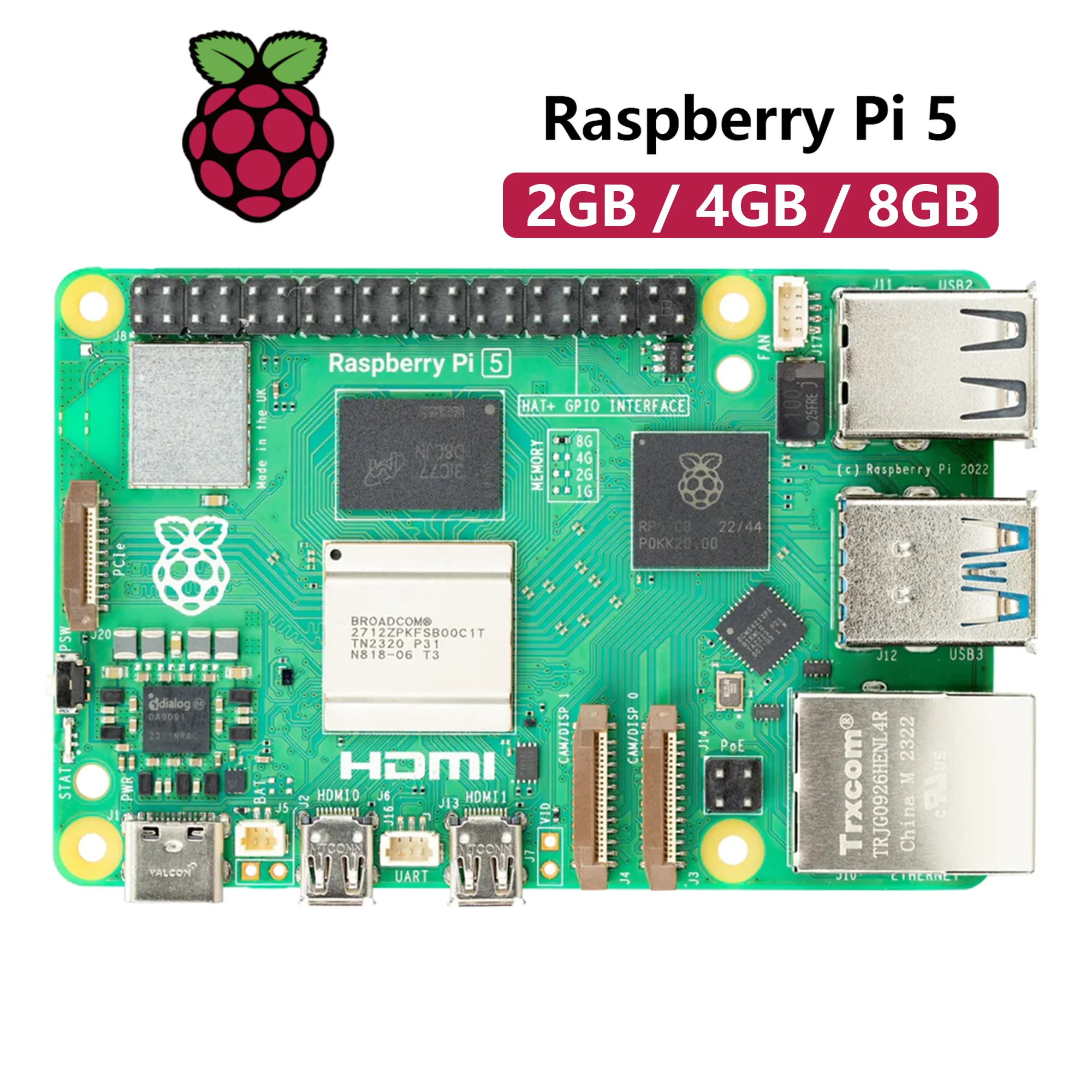 

Official Raspberry Pi 5 Development board Optional 2GB 4GB 8GB Quad-core Arm Cortex-A76 BCM2712 Processor New RPI Demon Board