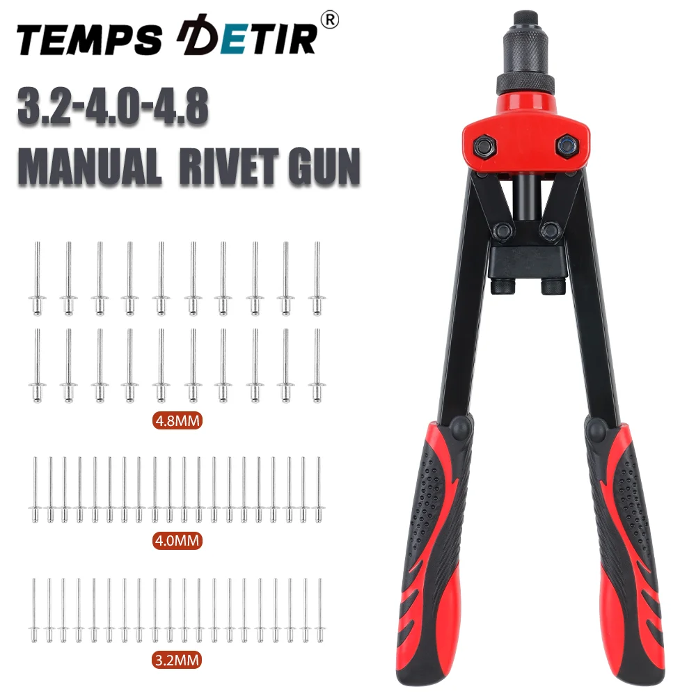 ปืนยิงหมุดย้ำแบบใช้มือ ปืนยิงหมุดย้ำไร้สาย เครื่องมือยิงหมุดย้ำประหยัดแรงงานในครัวเรือน เหมาะสำหรับหมุดย้ำขนาด 3.2-4.0-4.8 ด้ามจับ PVC กันลื่นตามหลักสรีรศาสตร์