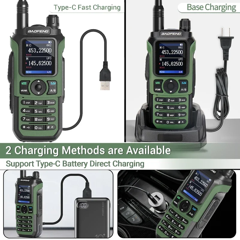 Baofeng UV-21 Pro V2 Wireless Copy Frequency Walkie Talkie Multi Band Long Range Type-C Charger UV 5R Ham Radio