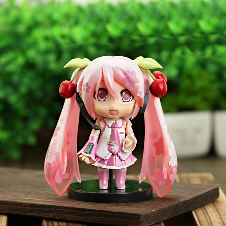 初音ミクアニメフィギュアピンクドレス PVC モデルアクションおもちゃ桜ピンク桜の装飾収集ギフト