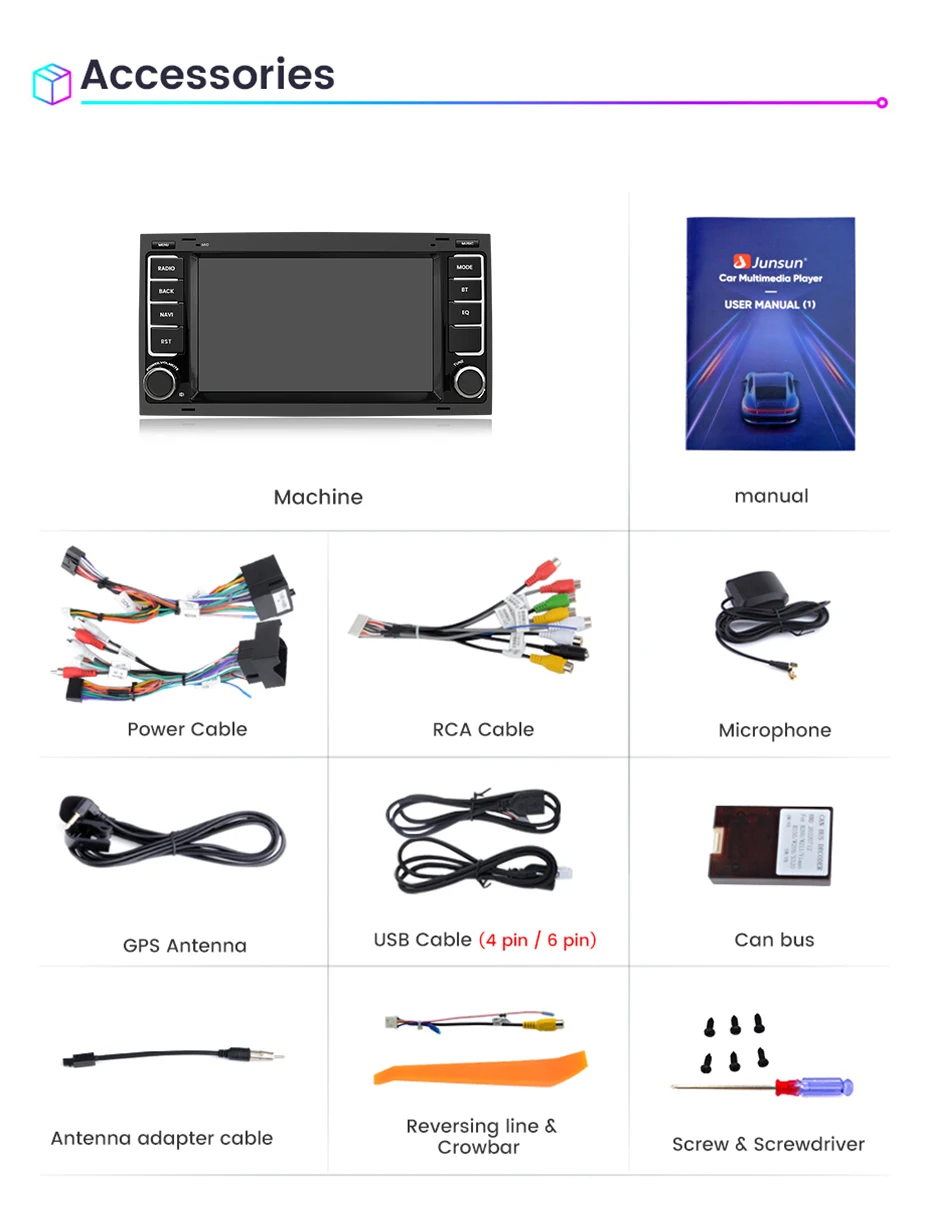 Junsun 7'' 9'' CarPlay Android Auto Auto Radio Für VW Touareg Multivan T5 Transporter 2004-2009 GPS intelligente Multimedia – Detail 28