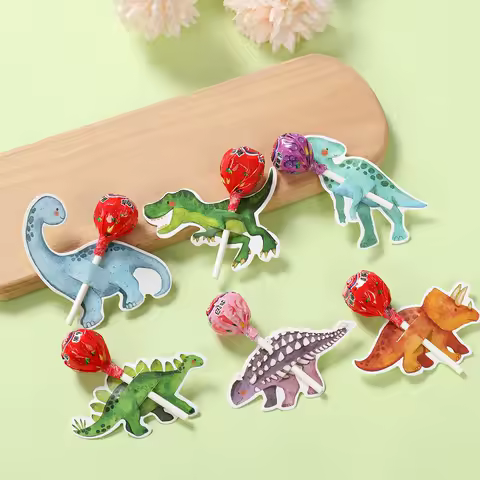 Dinosaur Lollipop Holder Card Dino 1st Birthday Party Decor Kids Boy Jungle Safari Party Favors Roar Candy Card Baby Shower