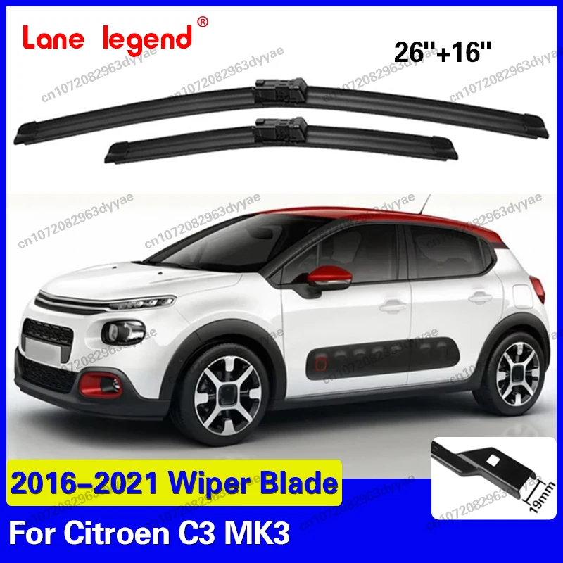 

2Pcs Front Wiper Blades For Citroen C3 MK3 2016 - 2021 Windshield Windscreen Car Accessories 2017 2018 2019 2020