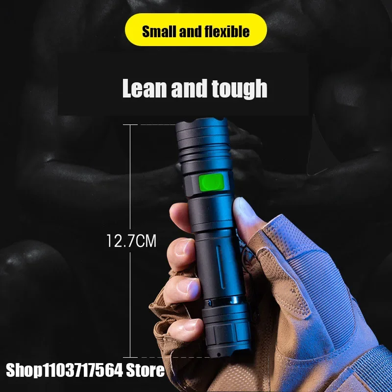 

Mini Torch LED Rechargeable Flashlight Portable USB Charging Flashlight High Power Bank Camping Waterproof Long Range Lantern