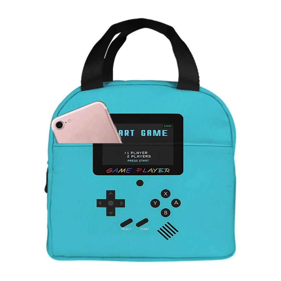 Simple Games Console Insulated Small Handheld Lunch Bag For Boys/Girls Children Best Gifts 2D Cartoon Lunch Box Bag School Bento