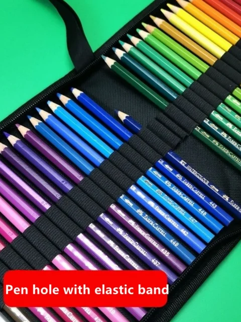 36/48/72 hole pen curtain black folding pencil case Color pencil pen insert Professional painting pencil bag student stationery 5