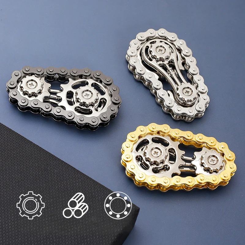 Kettenräder Schwungrad Fingertip Gyro Fidget Spinner Antistress Angst Metall Fahrradketten EDC Spinner Fidget Spielzeug für Erwachsene Kinder