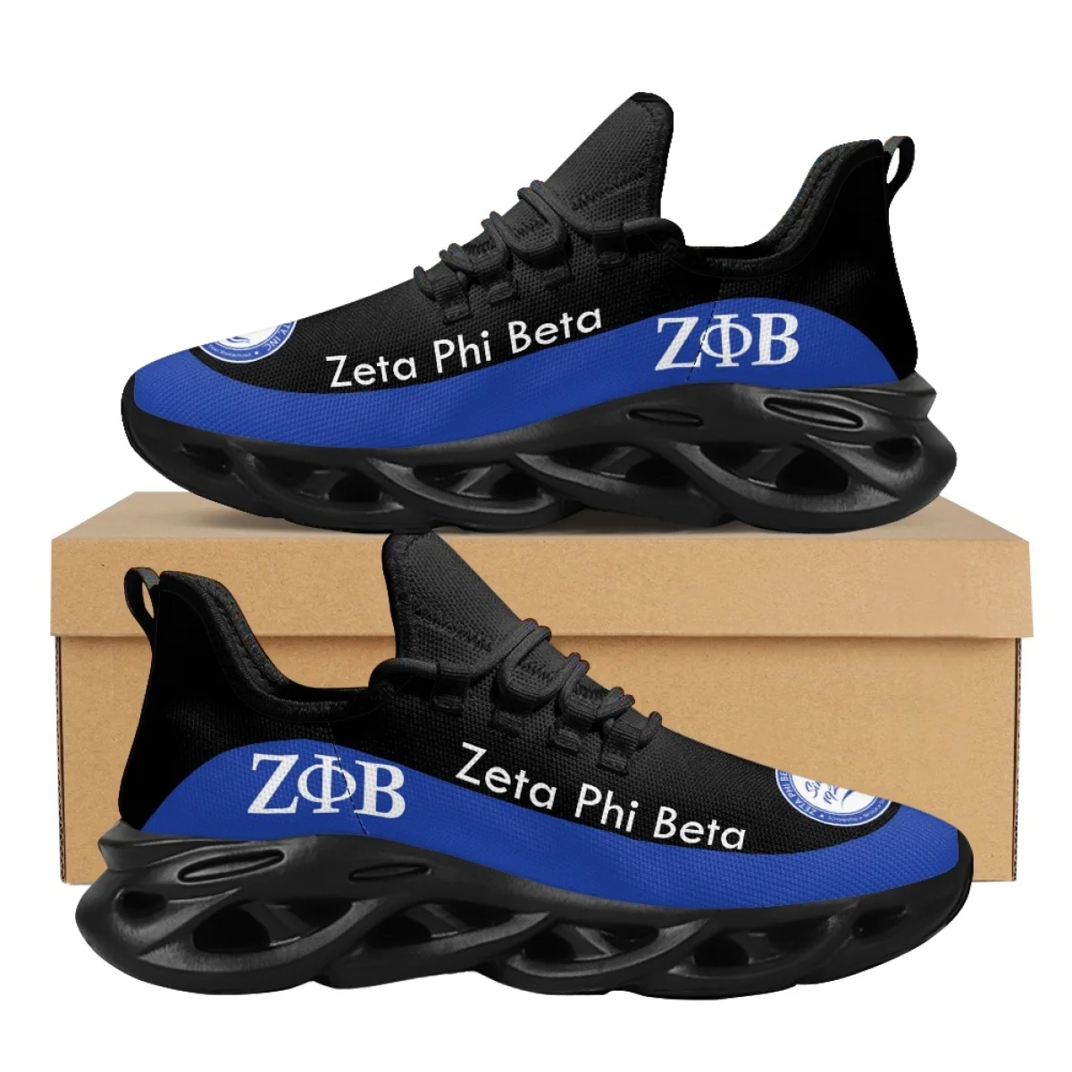 INSTANTARTS Zeta Phi Beta Design Ladies Mesh Shoes Breathable Cushioning Sneakers Lightweight Lace-up Platform Footwear Gifts