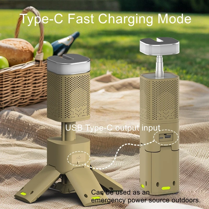 

LED Outdoor Camping Telescopic Tripod Bluetooth Camping Light Large Capacity Waterproof Camping Work Tent Light