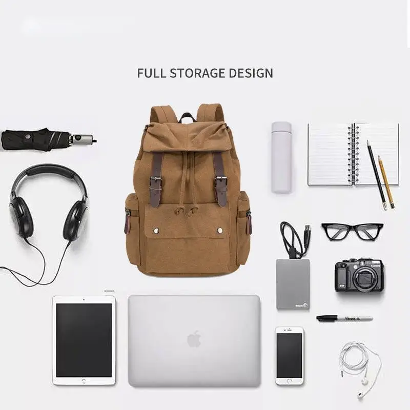 Style Large Capacity Retro Laptop Backpack Men's Business Wear-resistant Waterproof Double Shoulder Bag Travel Leisure Teenagers