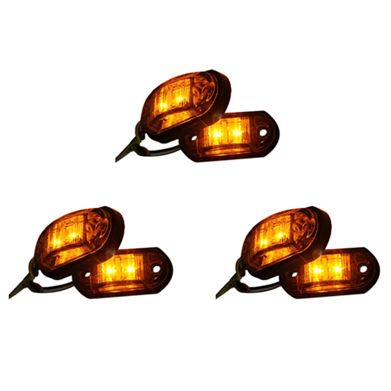 3X 12V / 24V 2 LED Side Marker Lights Lamp For Car Truck Trailer E-Marked Amber