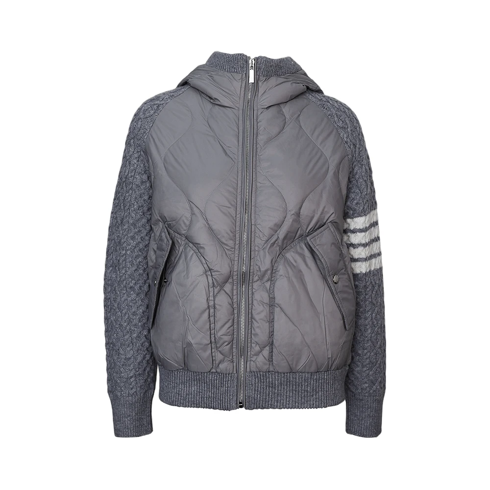 TC-305 Warm wit donsjack met capuchon, opstaande kraag, 100% wollen splitjas met lange mouwen voor dames