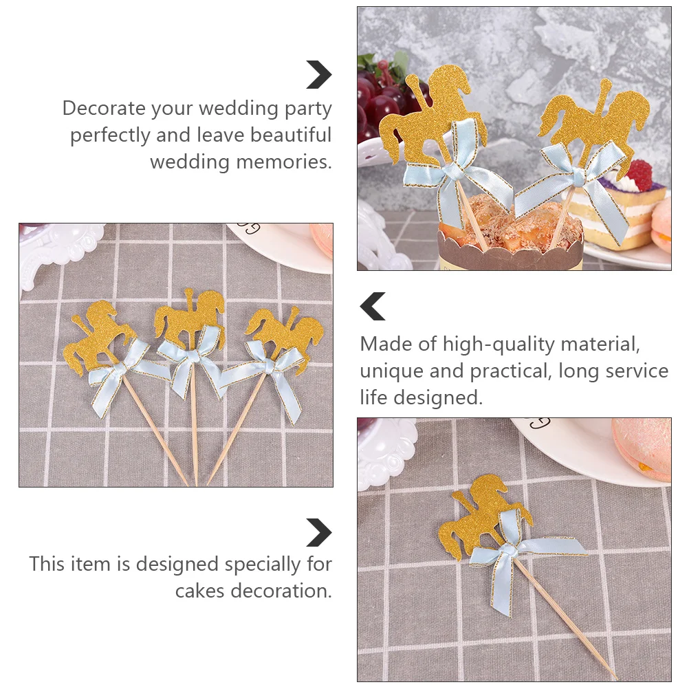 

40Pcs Creative Carousel Horse Cake Topper Wedding Party Shower Cupcake Decoration Cake Prop Dessert Decor