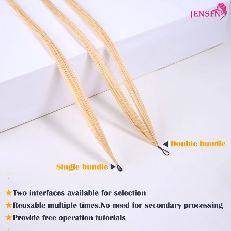 JENSFN Micro Feather New Hair Extensions Real Human Hair Straight Hand Knitting 16\