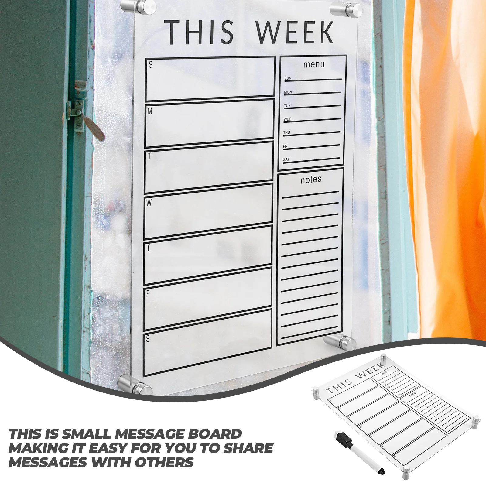 لوحة مذكرة مجموعة واحدة من لوحة عرض الخطة الأسبوعية القابلة للمسح، محمولة خفيفة الوزن للمنزل والمكتب يستخدم الطلاب وضعًا مستقرًا #1